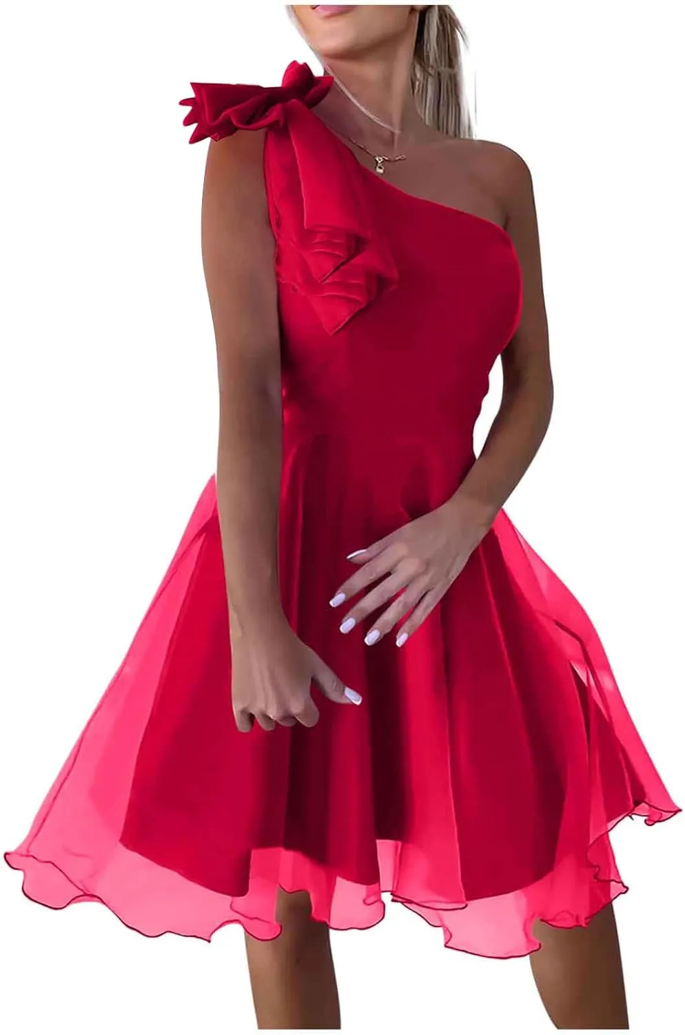 Women's 2025 Bohemian Summer Lace Mesh Solid One Shoulder Sleeveless Smocked Ruffle Tiered Beach Long Midi Dresses