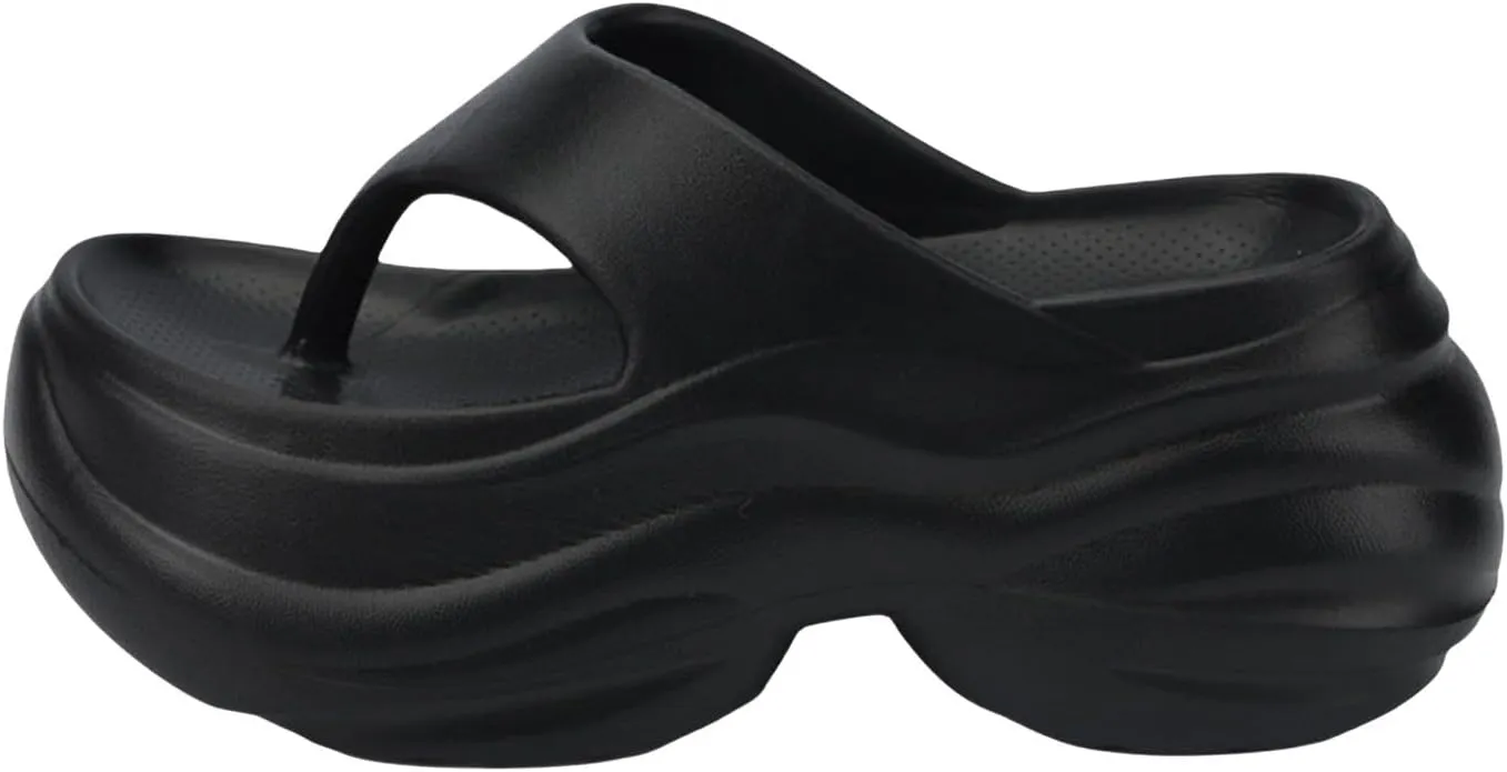 Womens Beach Flip Flop Slippers Summer Casual Thick Platform Slides with Arch Support Soft Pillow Cushioning Slides