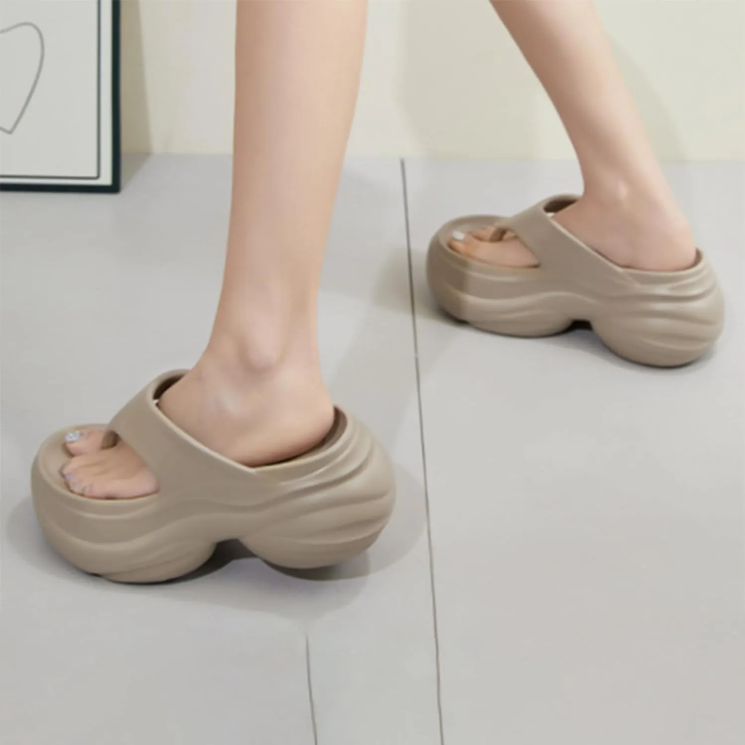 Womens Beach Flip Flop Slippers Summer Casual Thick Platform Slides with Arch Support Soft Pillow Cushioning Slides