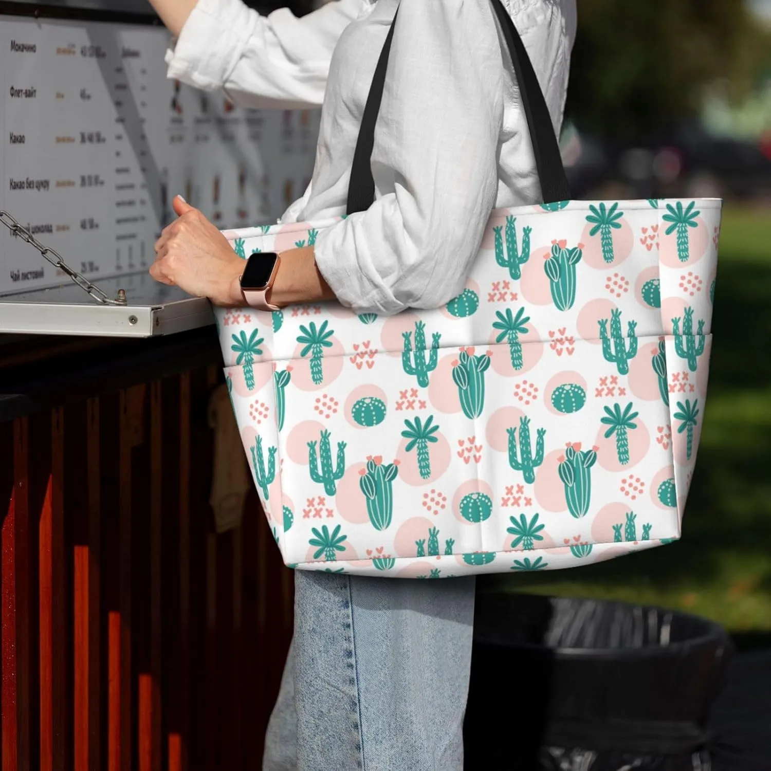 Women's Beach Travel Bags Large Waterproof Tote Bag with Pockets Sandproof Handbag for Beach Gym Vacation