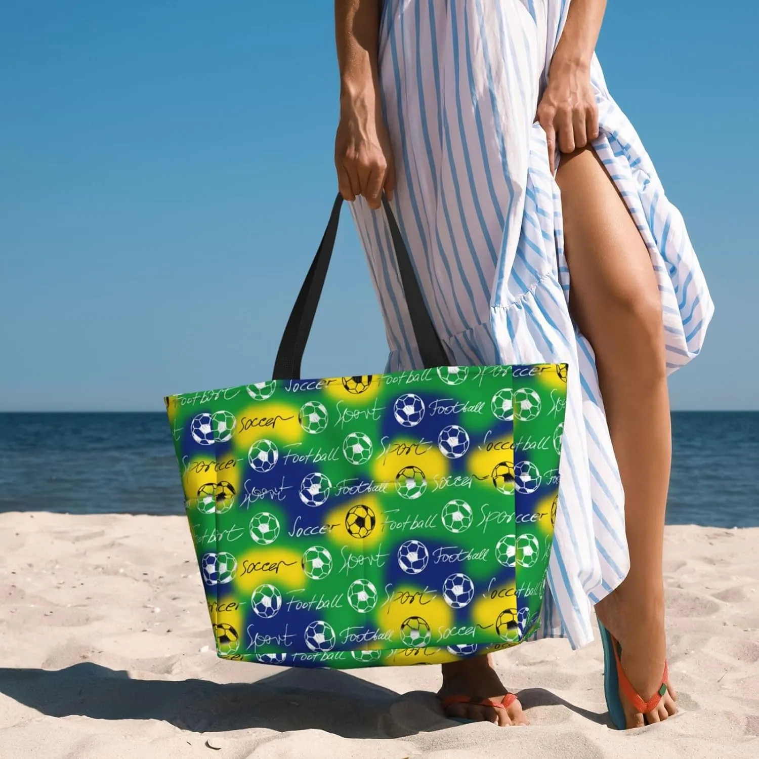 Women's Beach Travel Bags Large Waterproof Tote Bag with Pockets Sandproof Handbag for Beach Gym Vacation