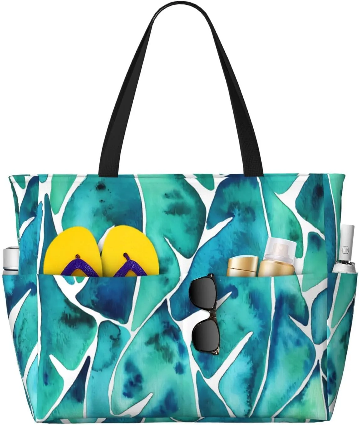 Women's Beach Travel Bags Large Waterproof Tote Bag with Pockets Sandproof Handbag for Beach Gym Vacation
