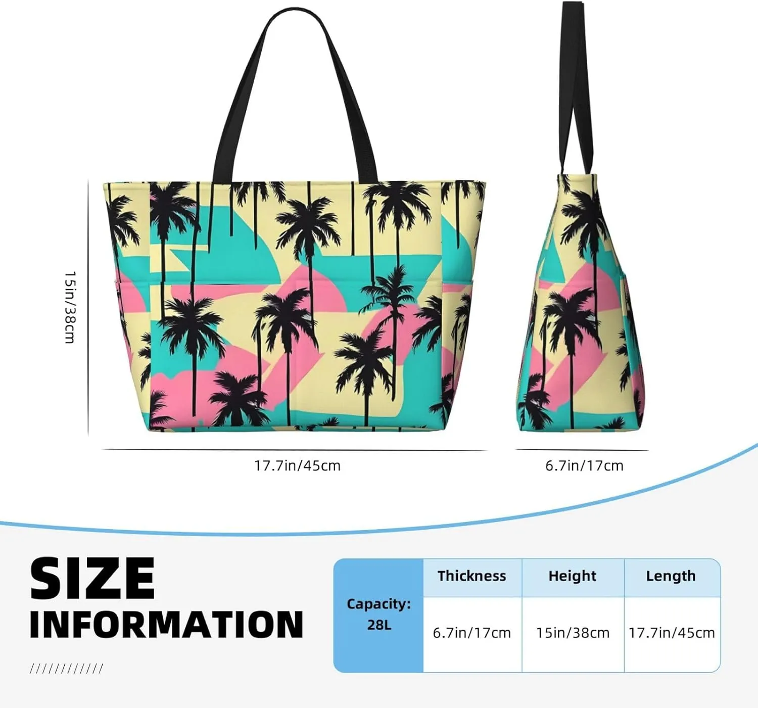 Women's Beach Travel Bags Large Waterproof Tote Bag with Pockets Sandproof Handbag for Beach Gym Vacation