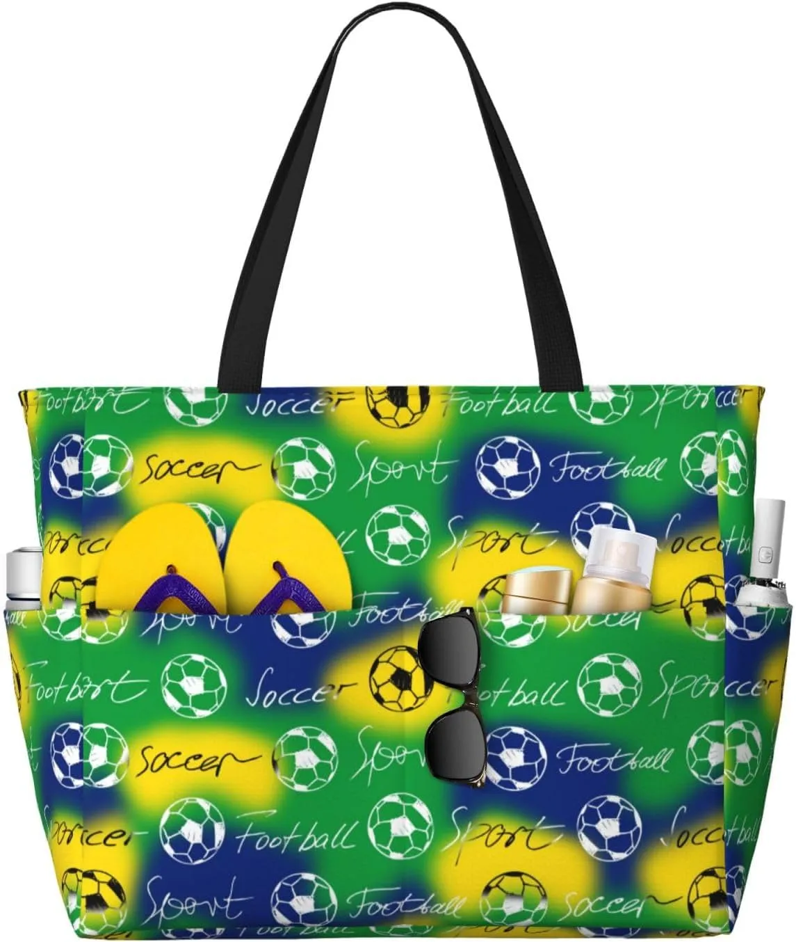 Women's Beach Travel Bags Large Waterproof Tote Bag with Pockets Sandproof Handbag for Beach Gym Vacation