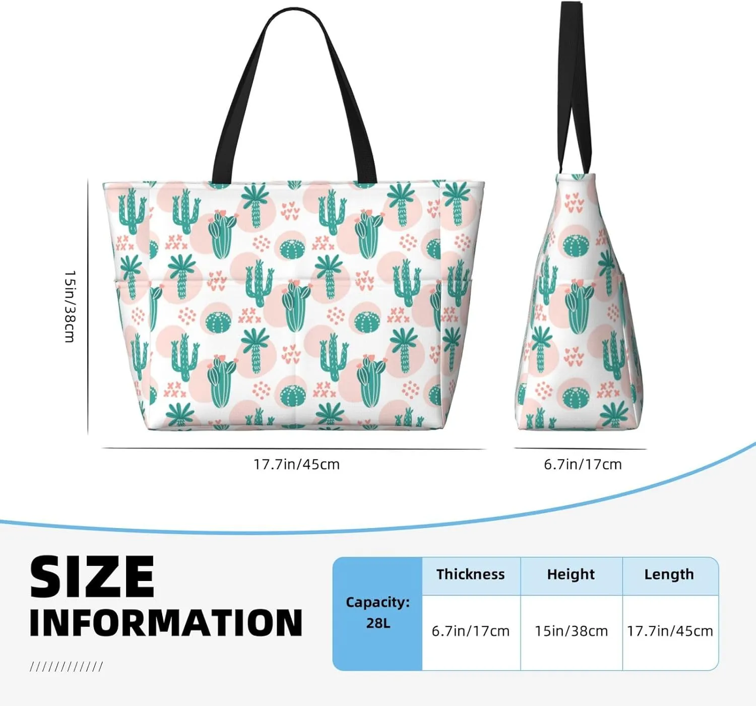 Women's Beach Travel Bags Large Waterproof Tote Bag with Pockets Sandproof Handbag for Beach Gym Vacation