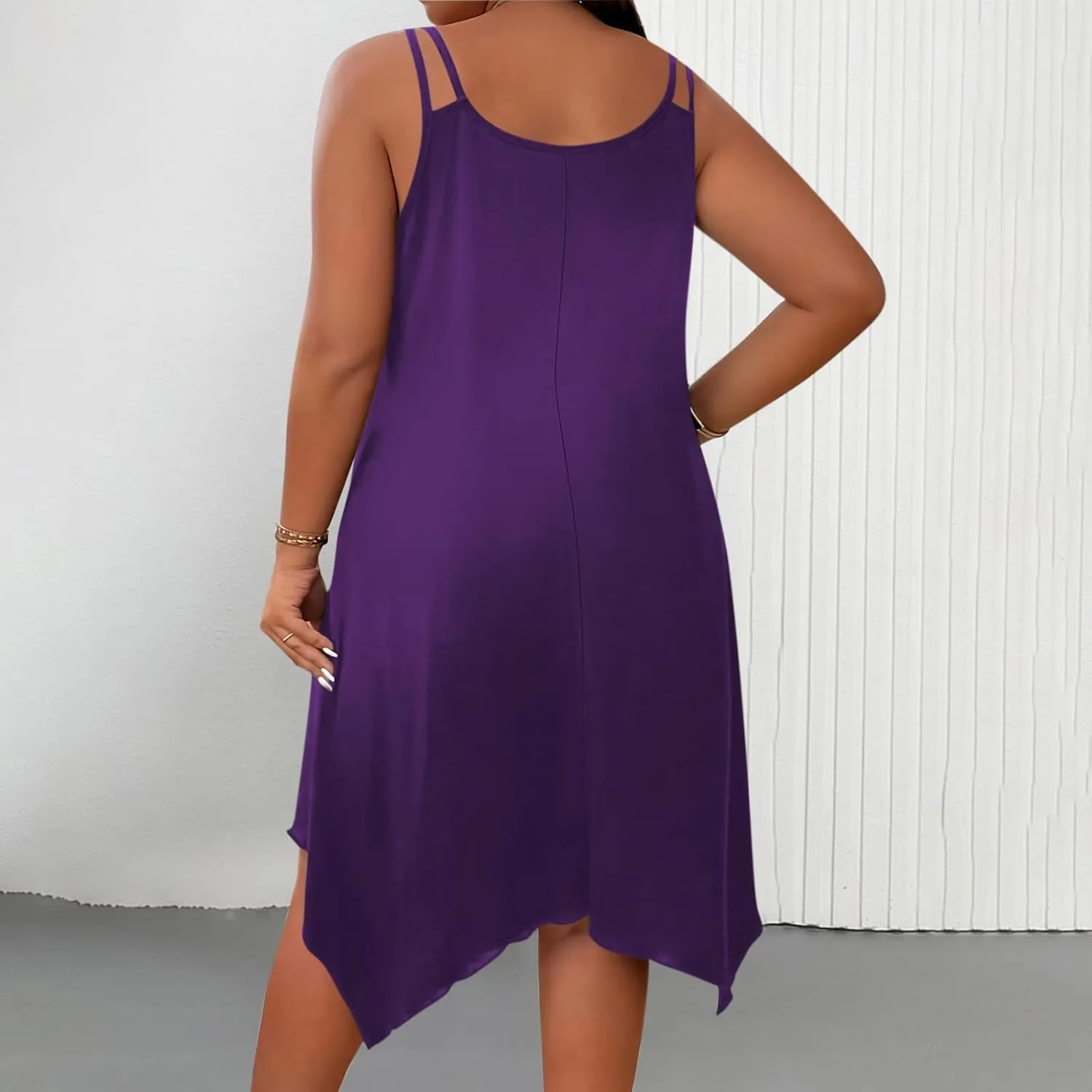 Women's Boho Flowy Midi Dress Plus Size Summer Casual Sleeveless Cami Dress Beach Vacation Swing Sundresses