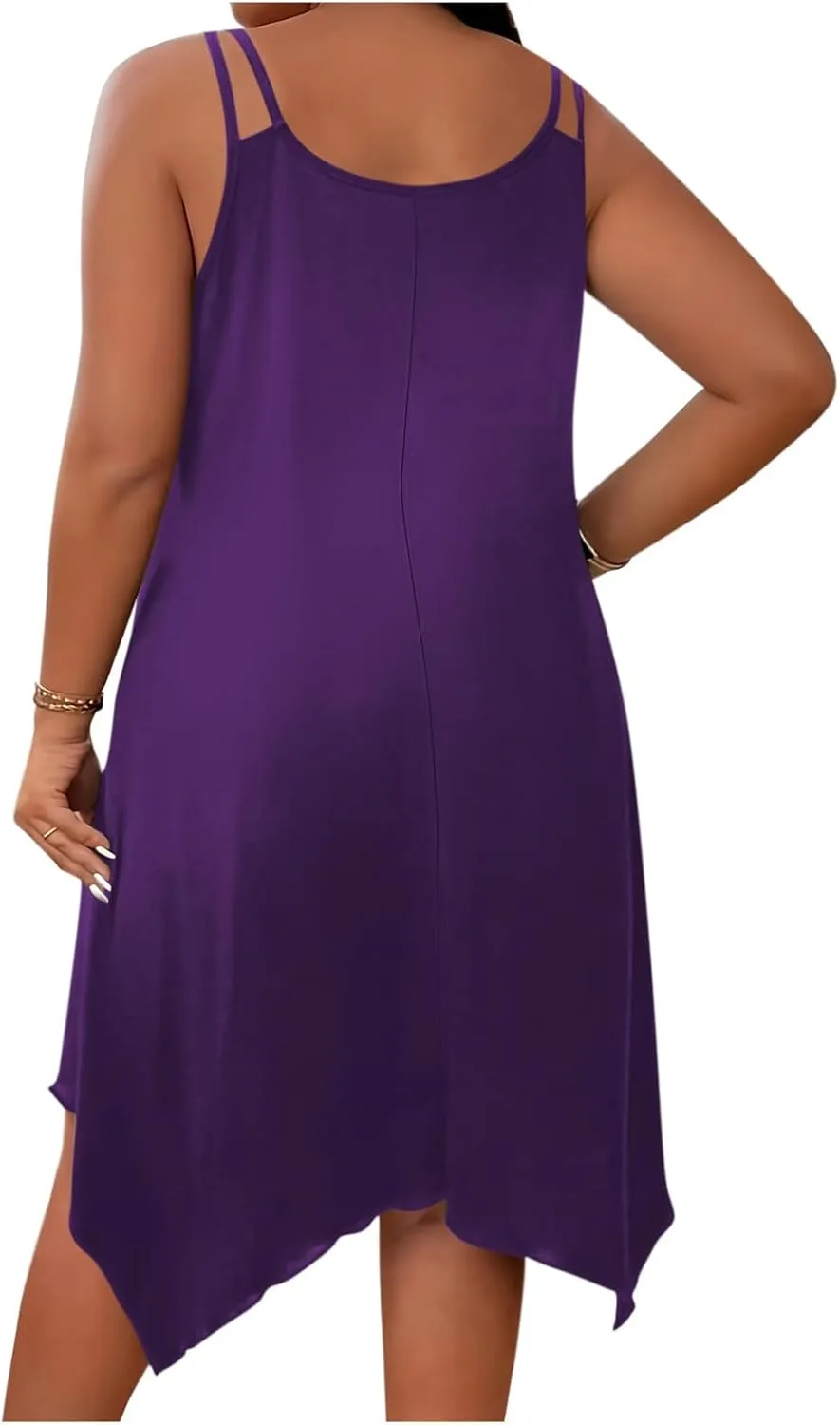 Women's Boho Flowy Midi Dress Plus Size Summer Casual Sleeveless Cami Dress Beach Vacation Swing Sundresses