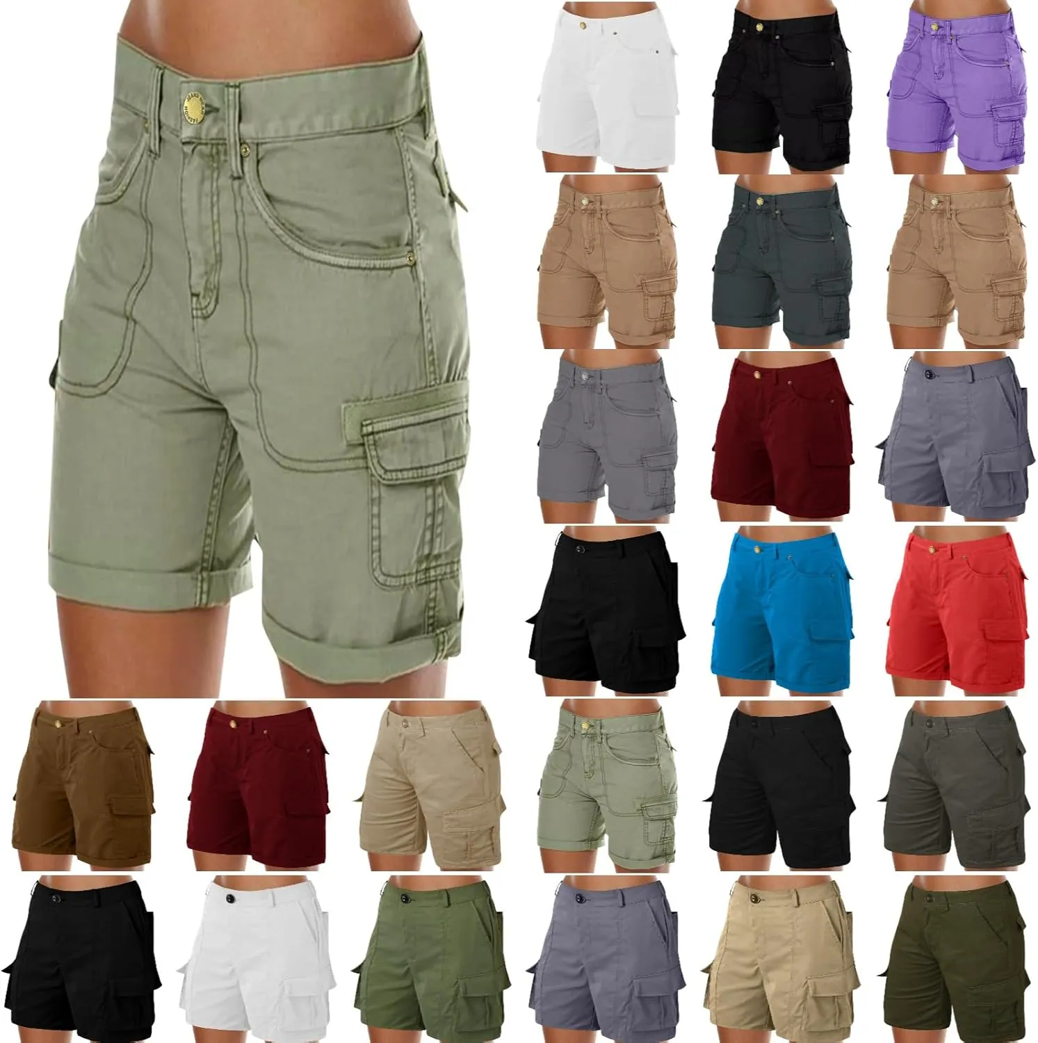 Womens Cargo Shorts 2025 Summer Casual High Waisted Outdoor Short Trendy Athletic Workout Hiking Outfits with Pockets