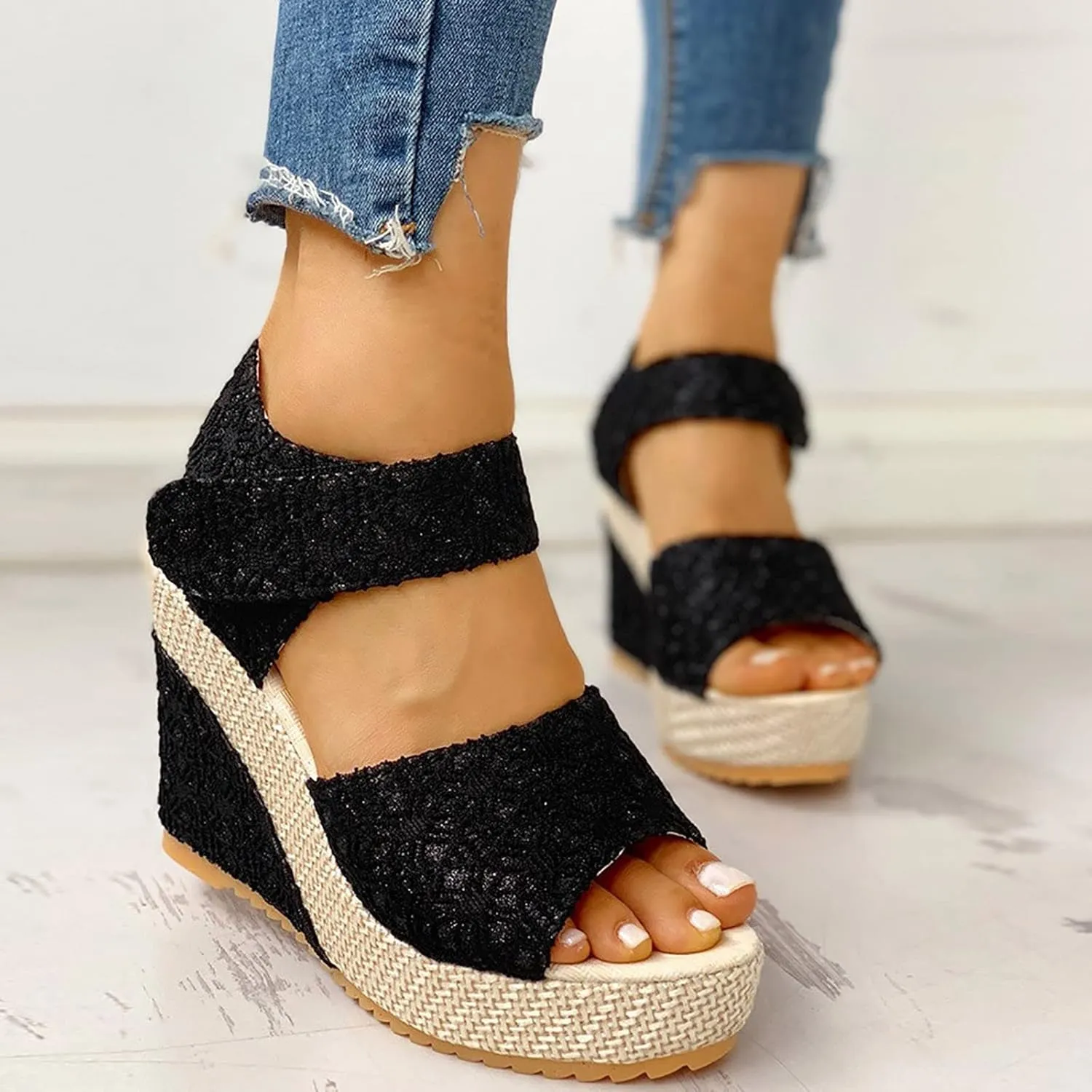 Womens Espadrilles Wedges Sandals Flat Sandals with Exposed Toe Heels Open Toe Tie Buckle Platform Ankle Strap Dress Shoes 2025