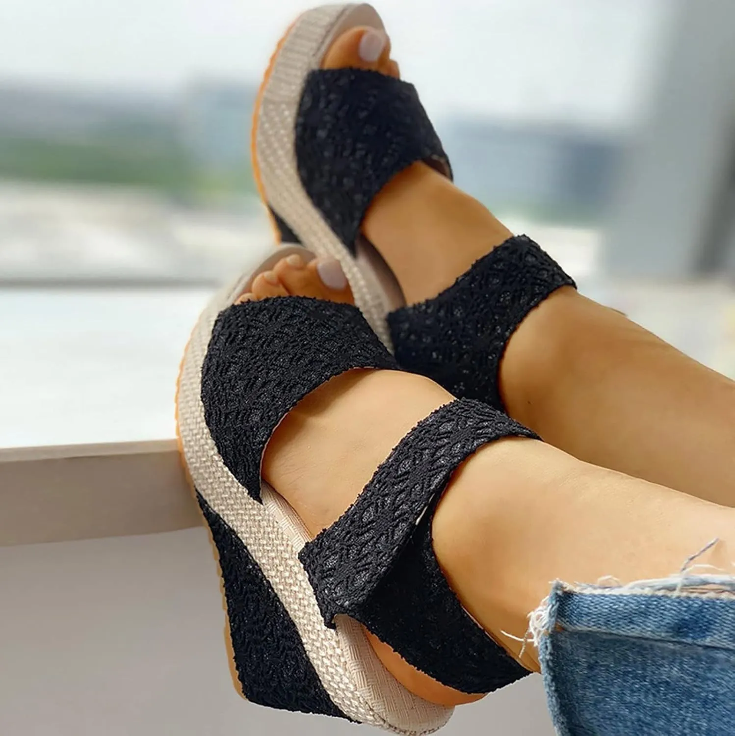 Womens Espadrilles Wedges Sandals Flat Sandals with Exposed Toe Heels Open Toe Tie Buckle Platform Ankle Strap Dress Shoes 2025