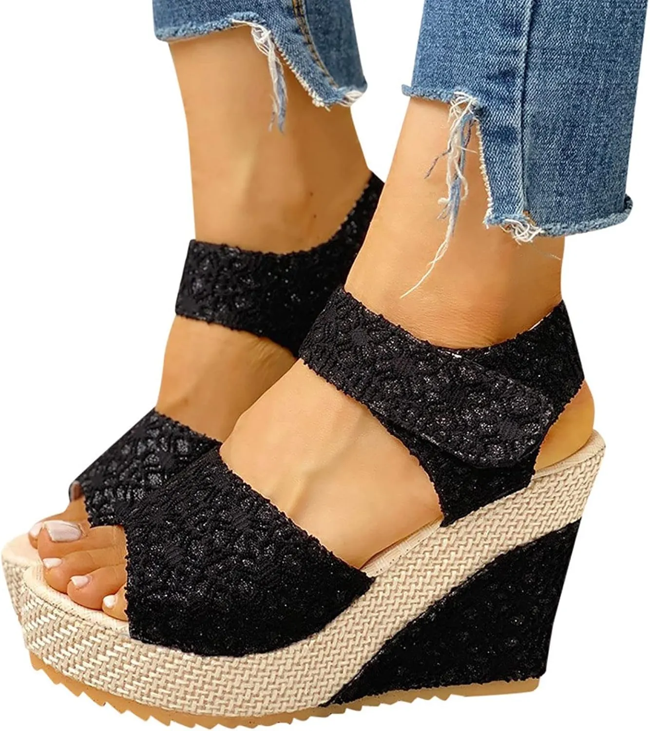 Womens Espadrilles Wedges Sandals Flat Sandals with Exposed Toe Heels Open Toe Tie Buckle Platform Ankle Strap Dress Shoes 2025