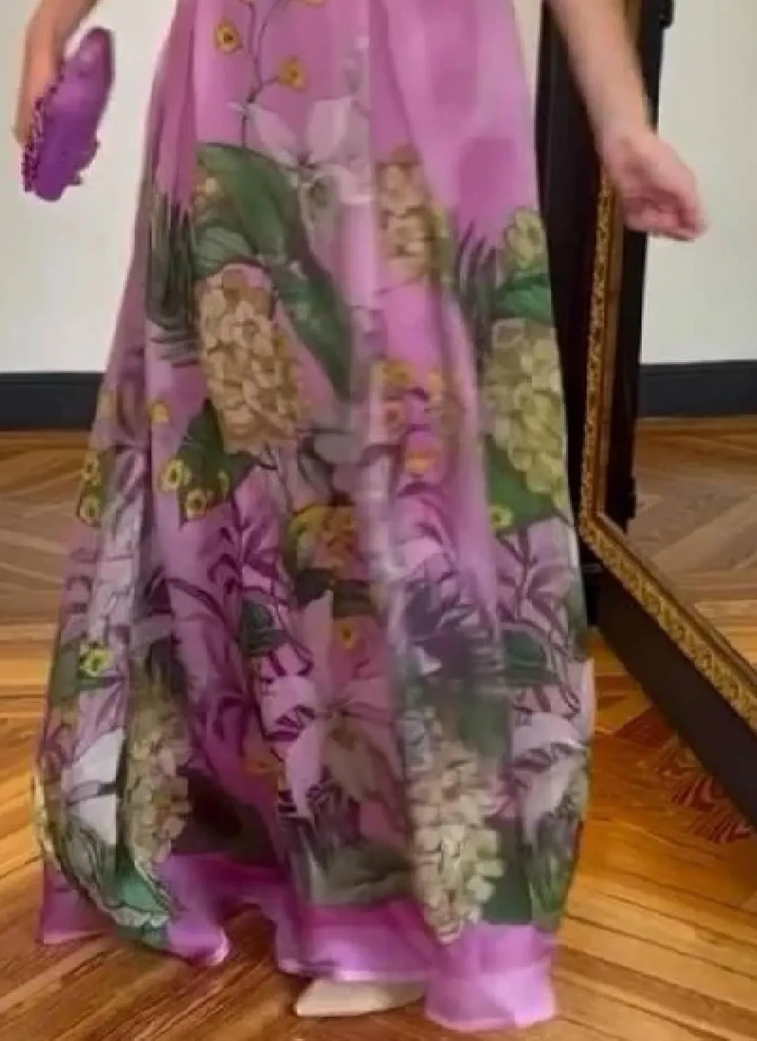 Womens Maxi Dress 3/4 Sleeve Square Neck Tropical Floral Print Flowy Chic 2025 Spring Summer Vacation Party Dress