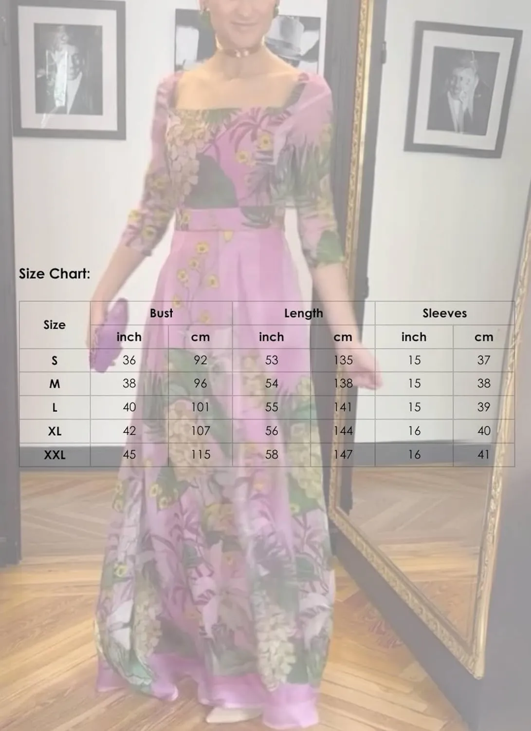 Womens Maxi Dress 3/4 Sleeve Square Neck Tropical Floral Print Flowy Chic 2025 Spring Summer Vacation Party Dress