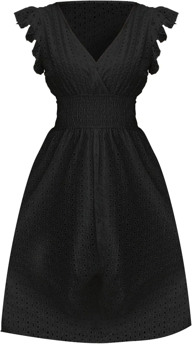 Women's MIDI Lace Cutout Slimming V Neck Plus Size Dress Basics T Shirt Dress