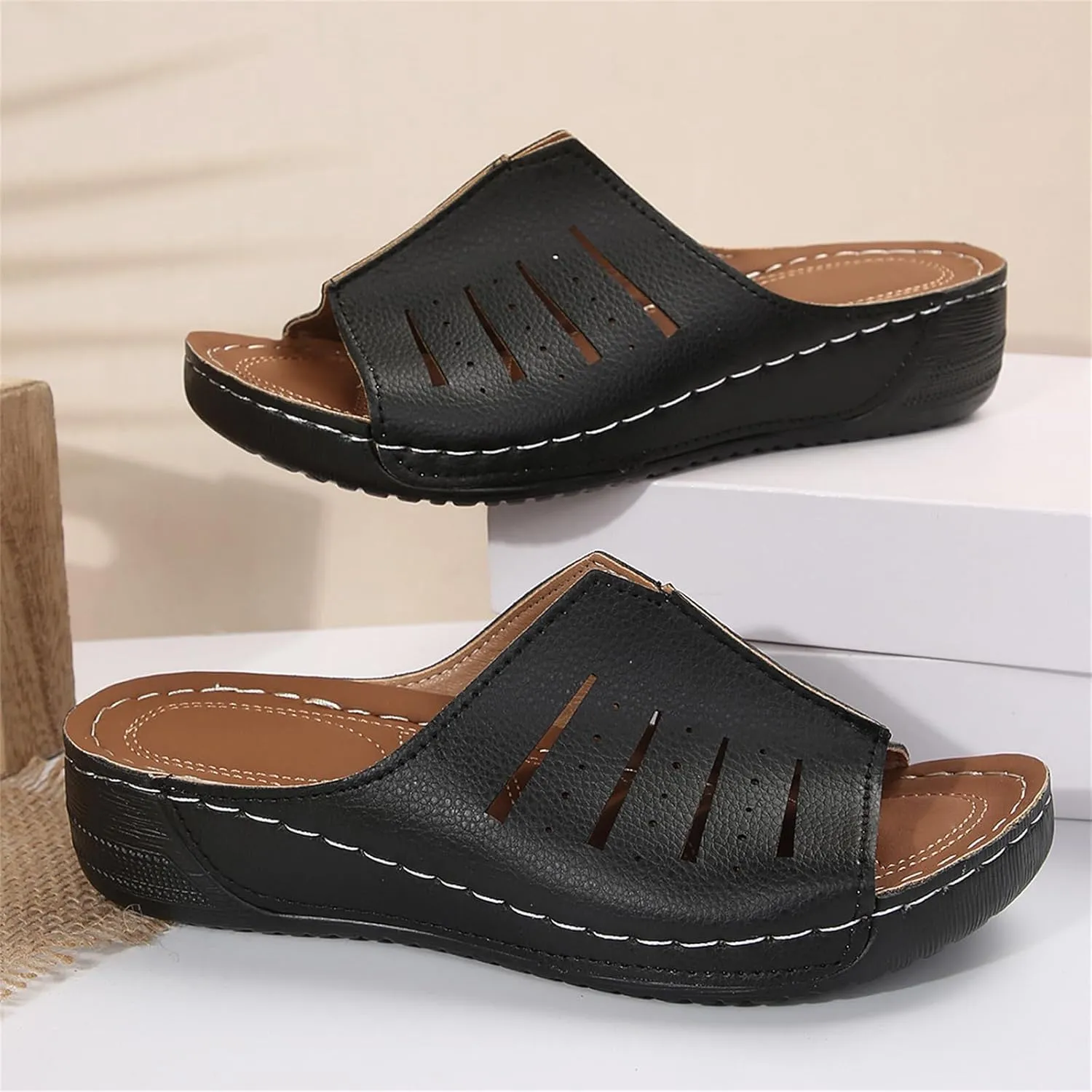Womens Recovery Sandals with Comfortable Plantar Fasciitis Support Orthotic Thick Cushion Open Toe Sport Slides Athletic Ladies Sandals for Indoor Outdoor