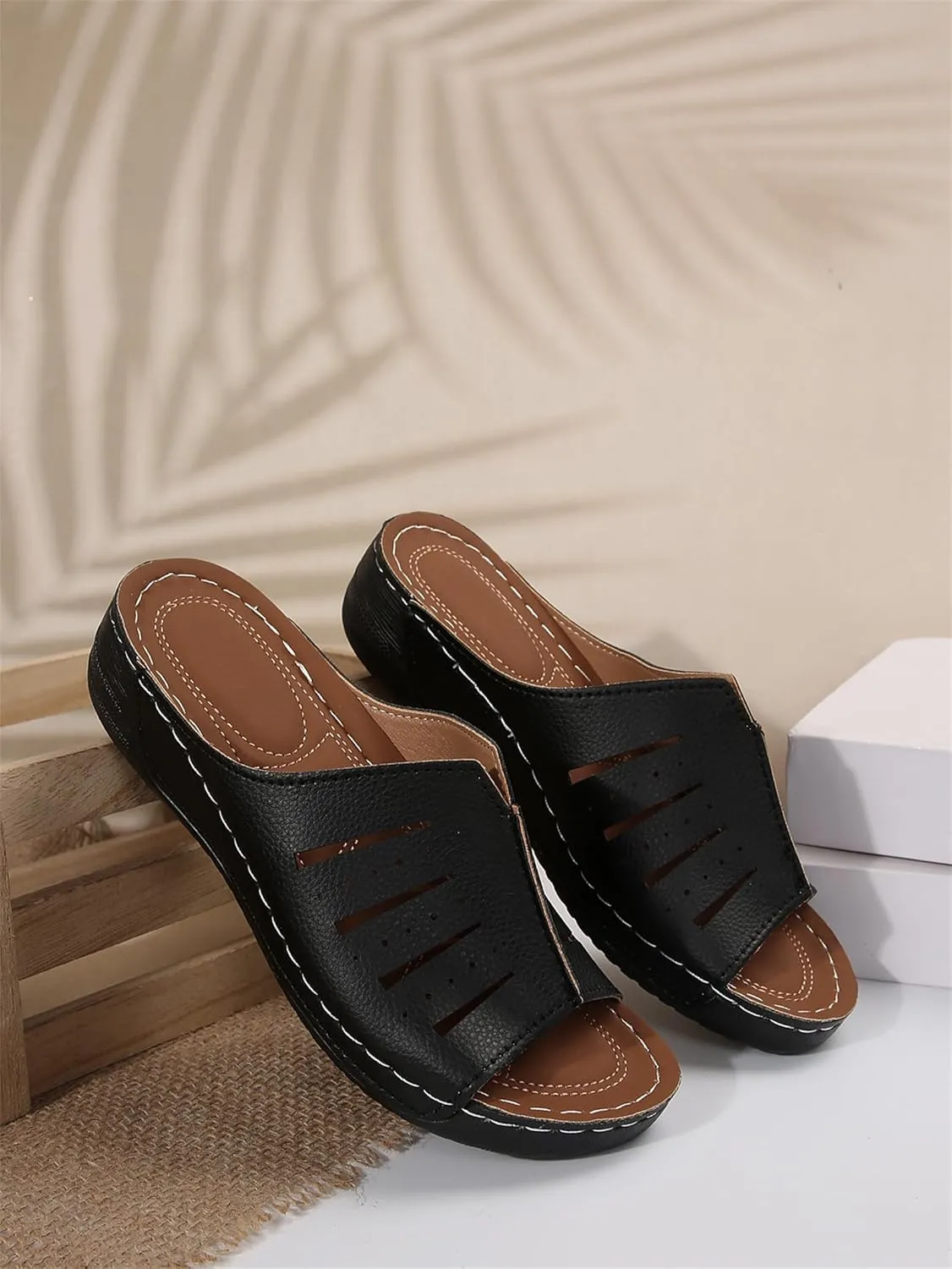 Womens Recovery Sandals with Comfortable Plantar Fasciitis Support Orthotic Thick Cushion Open Toe Sport Slides Athletic Ladies Sandals for Indoor Outdoor