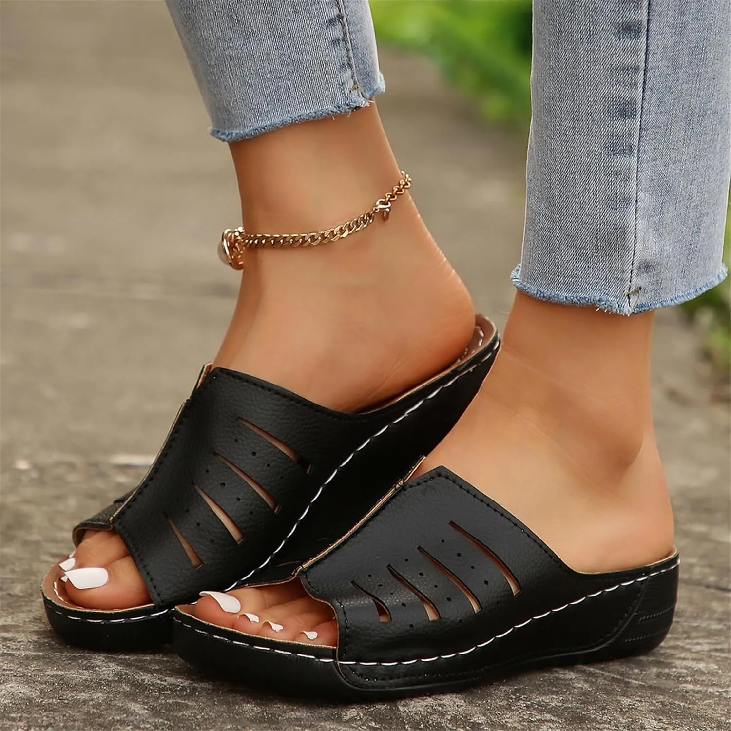 Womens Recovery Sandals with Comfortable Plantar Fasciitis Support Orthotic Thick Cushion Open Toe Sport Slides Athletic Ladies Sandals for Indoor Outdoor