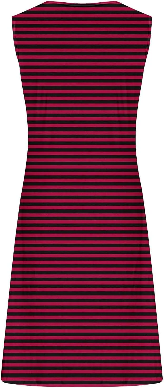 Womens Sleeveless Empire Waist Mini Dress Summer Pockets Mini Dress Comfy Flowy Dresses for Women Black Tank Dress