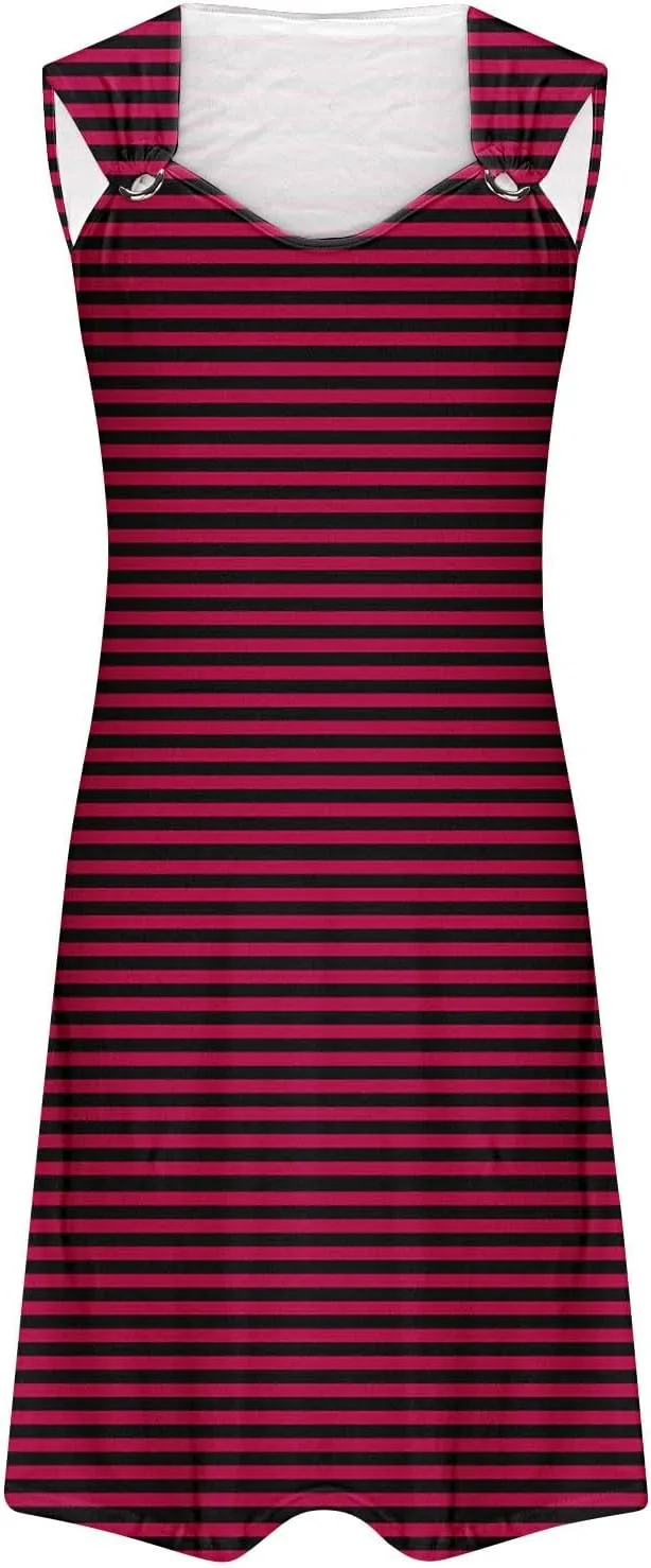 Womens Sleeveless Empire Waist Mini Dress Summer Pockets Mini Dress Comfy Flowy Dresses for Women Black Tank Dress