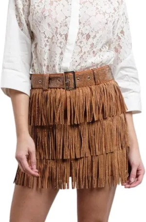 Womens Sparkle Rhinestone Fringe Shorts Pants Elastic Band Skort Western Cowgirl Mini Skirt Built-in Short