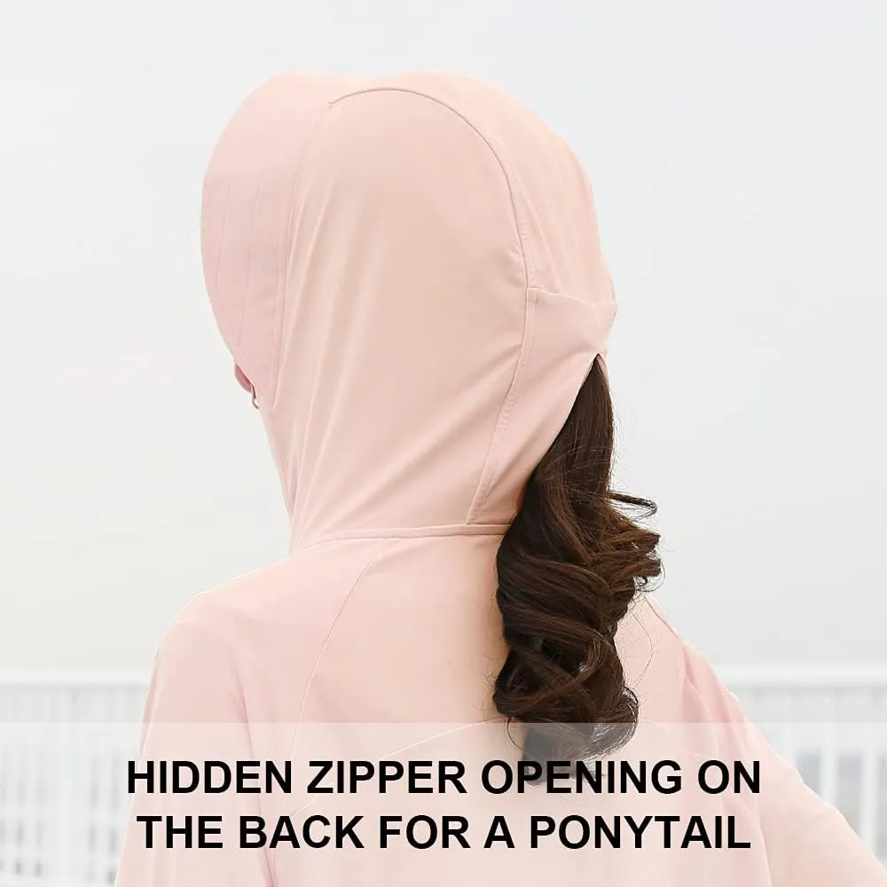 Womens UPF 50  Cooling UV Protection Clothing Hooded Sun Protective Jacket Long Sleeve for Summer