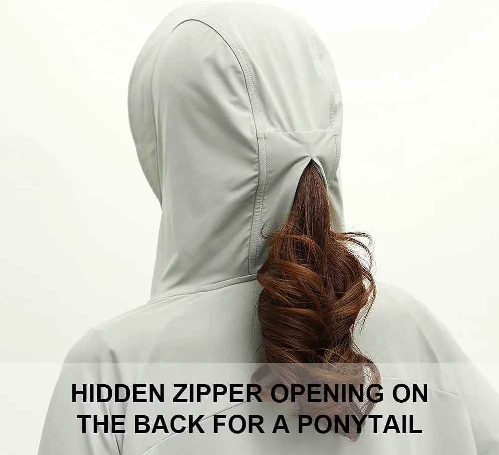 Womens UPF 50  Cooling UV Protection Clothing Hooded Sun Protective Jacket Long Sleeve for Summer