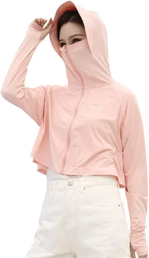 Womens UPF 50  Cooling UV Protection Clothing Hooded Sun Protective Jacket Long Sleeve for Summer