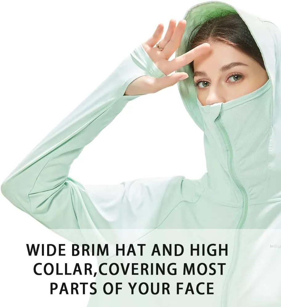 Womens UPF 50  Cooling UV Protection Clothing Hooded Sun Protective Jacket Long Sleeve for Summer