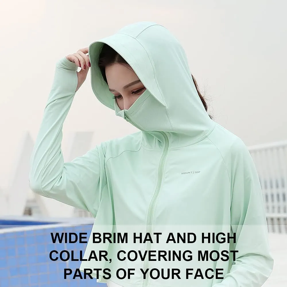 Womens UPF 50  Cooling UV Protection Clothing Hooded Sun Protective Jacket Long Sleeve for Summer