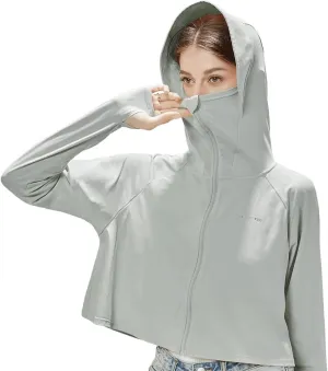 Womens UPF 50  Cooling UV Protection Clothing Hooded Sun Protective Jacket Long Sleeve for Summer