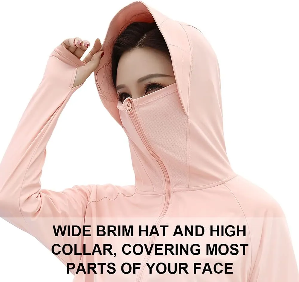 Womens UPF 50  Cooling UV Protection Clothing Hooded Sun Protective Jacket Long Sleeve for Summer