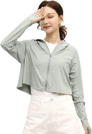 Womens UPF 50  Cooling UV Protection Clothing Hooded Sun Protective Jacket Long Sleeve for Summer