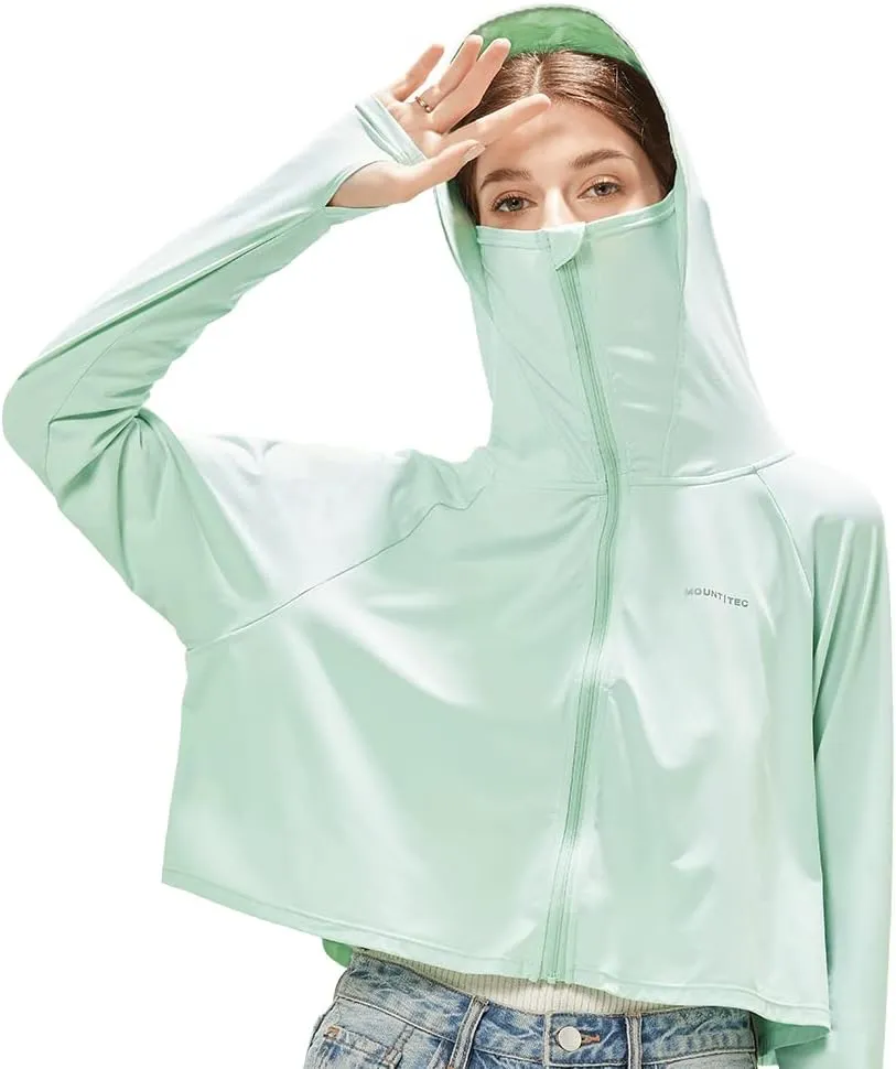 Womens UPF 50  Cooling UV Protection Clothing Hooded Sun Protective Jacket Long Sleeve for Summer