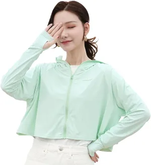 Womens UPF 50  Cooling UV Protection Clothing Hooded Sun Protective Jacket Long Sleeve for Summer