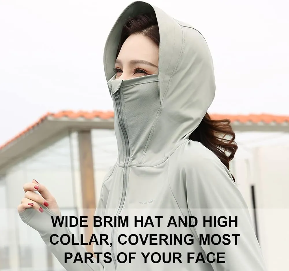 Womens UPF 50  Cooling UV Protection Clothing Hooded Sun Protective Jacket Long Sleeve for Summer