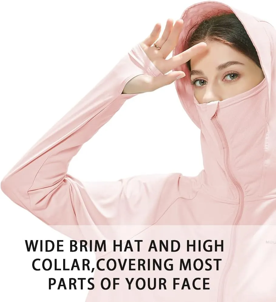 Womens UPF 50  Cooling UV Protection Clothing Hooded Sun Protective Jacket Long Sleeve for Summer