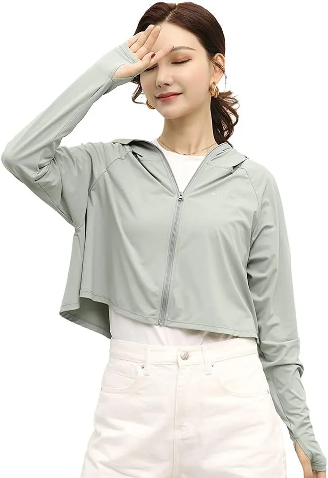 Womens UPF 50  Cooling UV Protection Clothing Hooded Sun Protective Jacket Long Sleeve for Summer