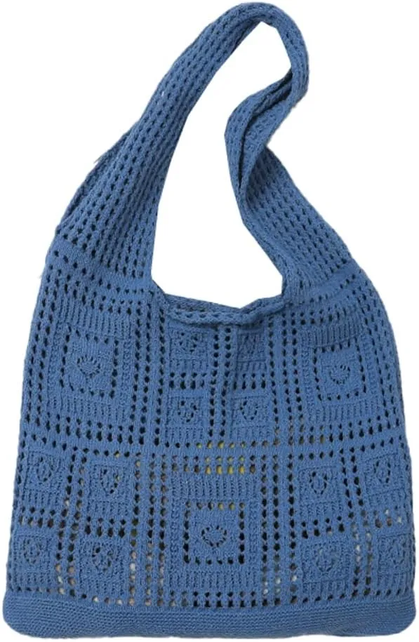 Woven Bag Crochet Handbag Straw Beach Bag Summer Mesh Tote Bag for Women Beach Hollow Knitted Purse