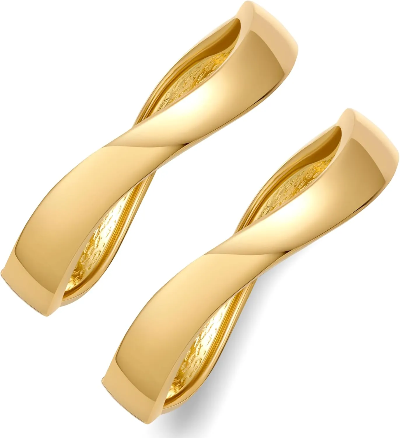 WOWORAMA 2 Pcs Chunky Bangle Bracelets Set for Women Trendy Chunky Gold Bracelet Stack Polished Wave Open Hinged Bangle Bracelet Stackable Gold Statement Bracelets