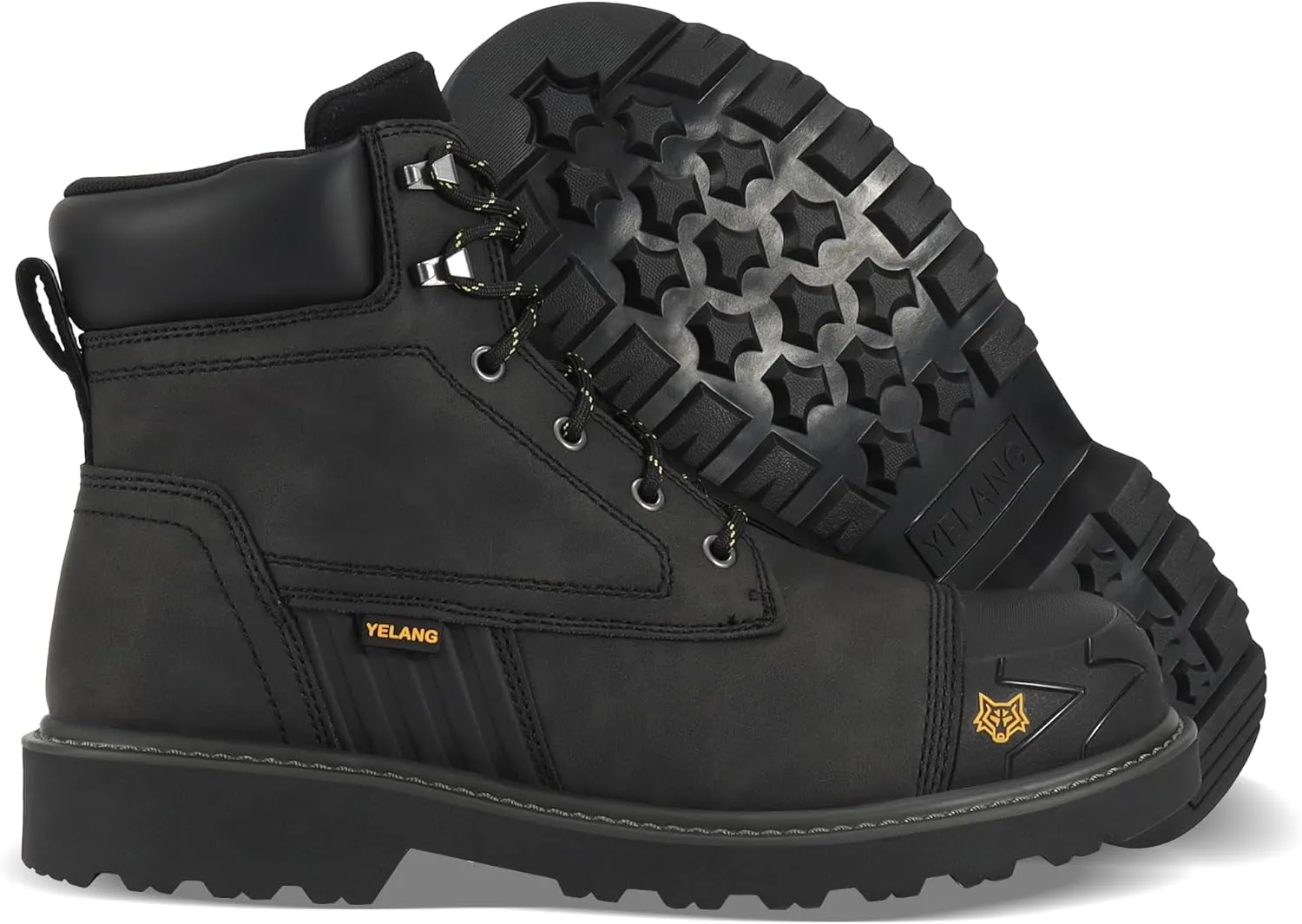 Yelang Men's Steel Toe Safety Work Boot Slip Resistant Puncture Utility Shoes 6 Inch For Industrial Construction Outdoor botas de trabajo para hombre