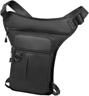 YIJU Men's Thigh Pack for Motorcycling with Adjustable Leg Strap, Black