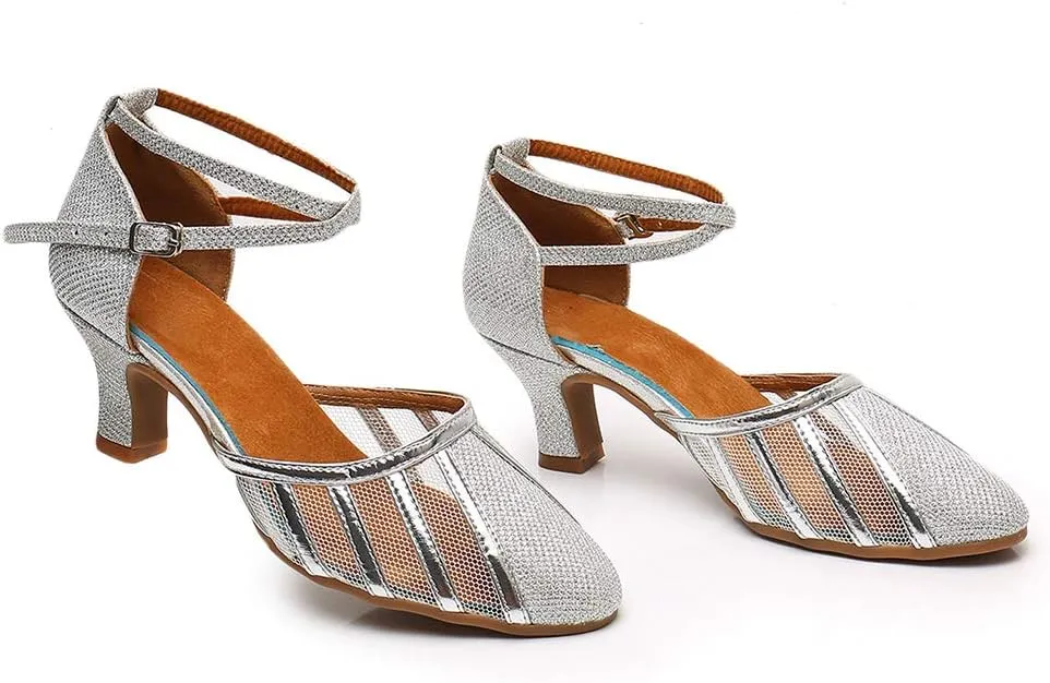 YKXLM Closed Toe Ballroom Dance Shoes Dress Shoes for Women Wedding Professional Latin Salsa Modern Character Dance Shoes.Model WH-NMWS