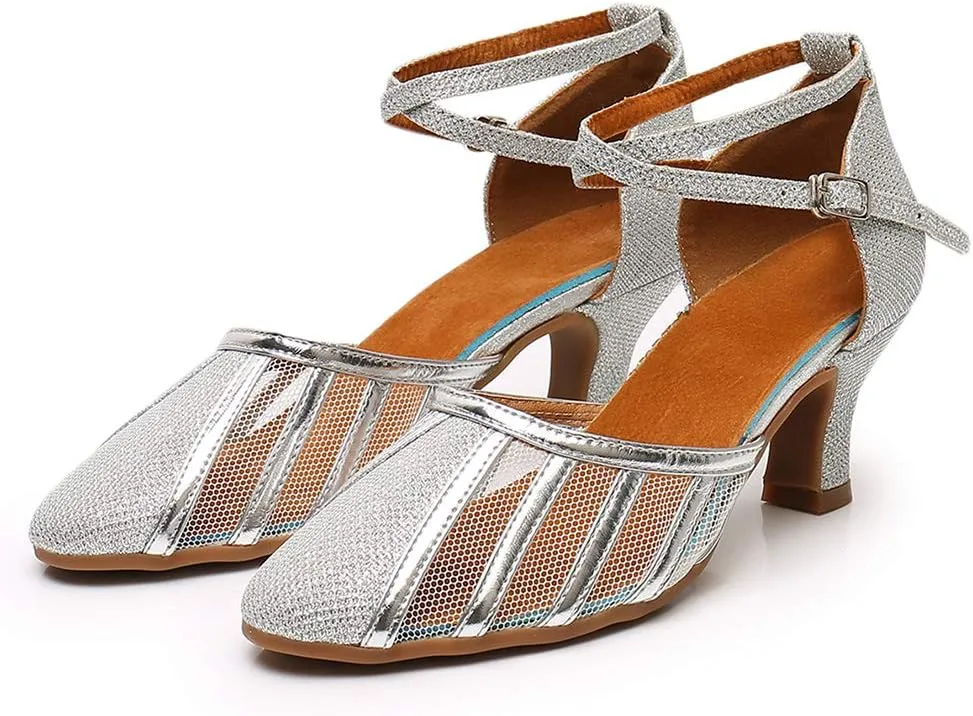 YKXLM Closed Toe Ballroom Dance Shoes Dress Shoes for Women Wedding Professional Latin Salsa Modern Character Dance Shoes.Model WH-NMWS