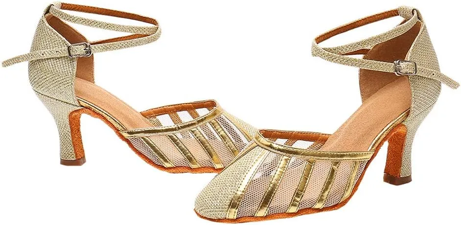 YKXLM Closed Toe Ballroom Dance Shoes Dress Shoes for Women Wedding Professional Latin Salsa Modern Character Dance Shoes.Model WH-NMWS