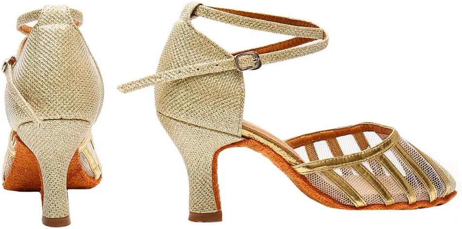 YKXLM Closed Toe Ballroom Dance Shoes Dress Shoes for Women Wedding Professional Latin Salsa Modern Character Dance Shoes.Model WH-NMWS