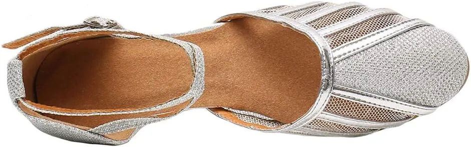 YKXLM Closed Toe Ballroom Dance Shoes Dress Shoes for Women Wedding Professional Latin Salsa Modern Character Dance Shoes.Model WH-NMWS