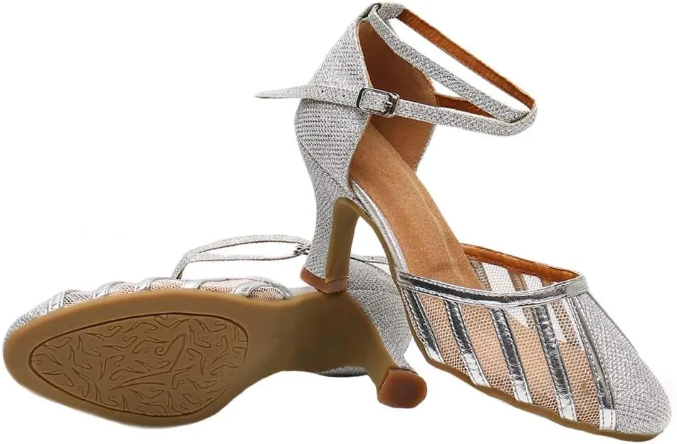 YKXLM Closed Toe Ballroom Dance Shoes Dress Shoes for Women Wedding Professional Latin Salsa Modern Character Dance Shoes.Model WH-NMWS