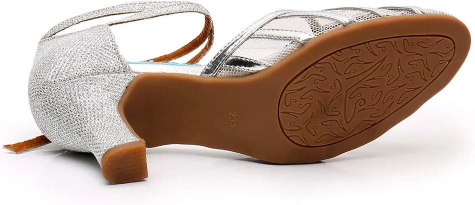 YKXLM Closed Toe Ballroom Dance Shoes Dress Shoes for Women Wedding Professional Latin Salsa Modern Character Dance Shoes.Model WH-NMWS