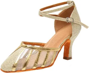 YKXLM Closed Toe Ballroom Dance Shoes Dress Shoes for Women Wedding Professional Latin Salsa Modern Character Dance Shoes.Model WH-NMWS