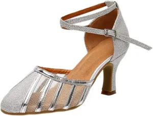YKXLM Closed Toe Ballroom Dance Shoes Dress Shoes for Women Wedding Professional Latin Salsa Modern Character Dance Shoes.Model WH-NMWS
